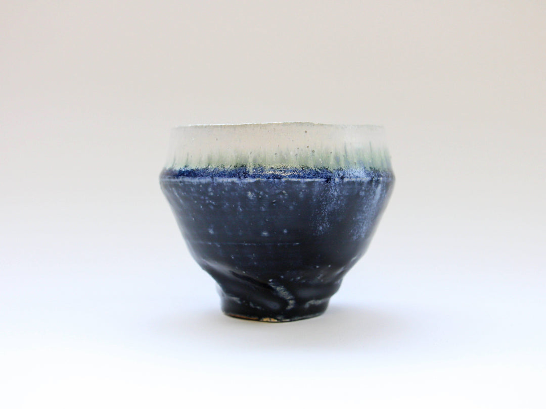 Indigo Glazed White Matte Squeezed Body Tea Cup Large - Crafted By Kazuhito Yamamoto