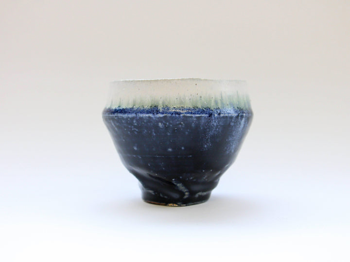 Indigo Glazed White Matte Squeezed Body Tea Cup Large - Crafted By Kazuhito Yamamoto