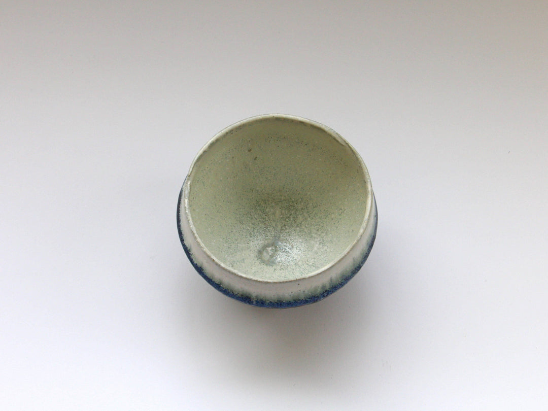Indigo Glazed White Matte Squeezed Body Tea Cup Large - Crafted By Kazuhito Yamamoto