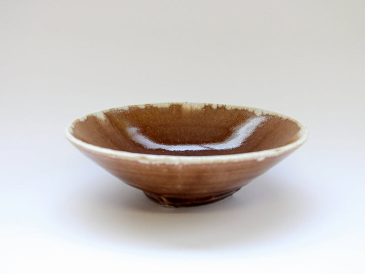 Chestnut Glazed White 6.5-Sun Shallow Bowl - Crafted By Kazuhito Yamamoto