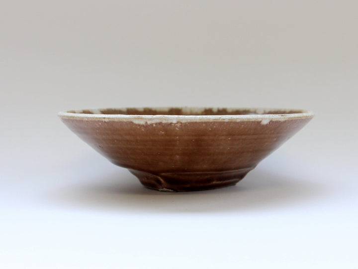 Chestnut Glazed White 6.5-Sun Shallow Bowl - Crafted By Kazuhito Yamamoto