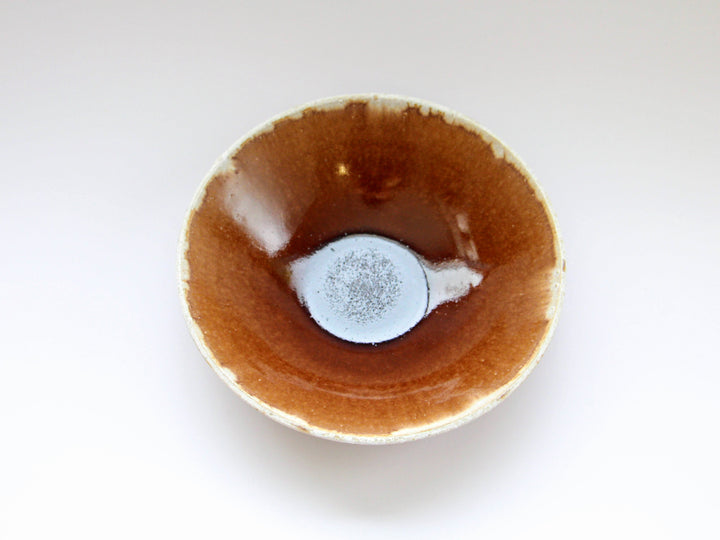 Chestnut Glazed White 6.5-Sun Shallow Bowl - Crafted By Kazuhito Yamamoto