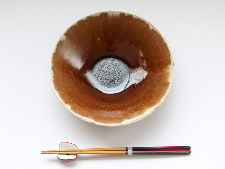 Chestnut Glazed White 6.5-Sun Shallow Bowl - Crafted By Kazuhito Yamamoto