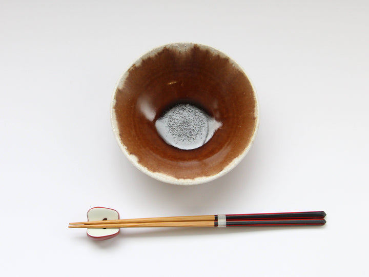 Chestnut Glazed White 4-Sun Shallow Bowl - Crafted By Kazuhito Yamamoto