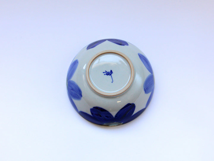 Indigo Flower Round Small Bowl - Crafted By Binsai Kiln