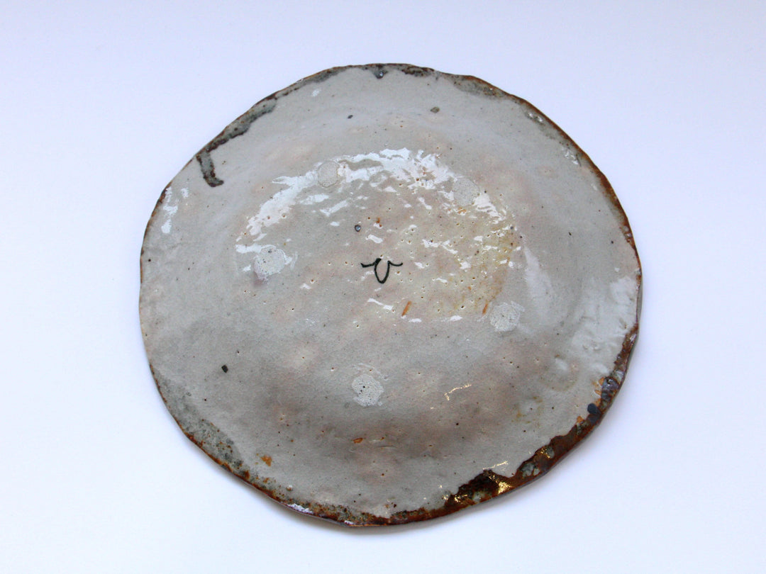 Mouse Shino Cat Polka Dot Pattern 7-Sun Shallow Bowl - Crafted By Hiroshi Sato