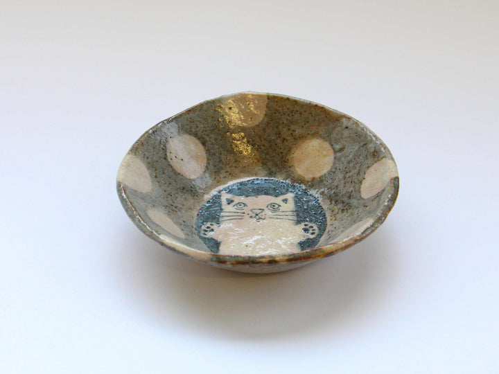Mouse Shino Cat Polka Dot Small Bowl - Crafted By Hiroshi Sato