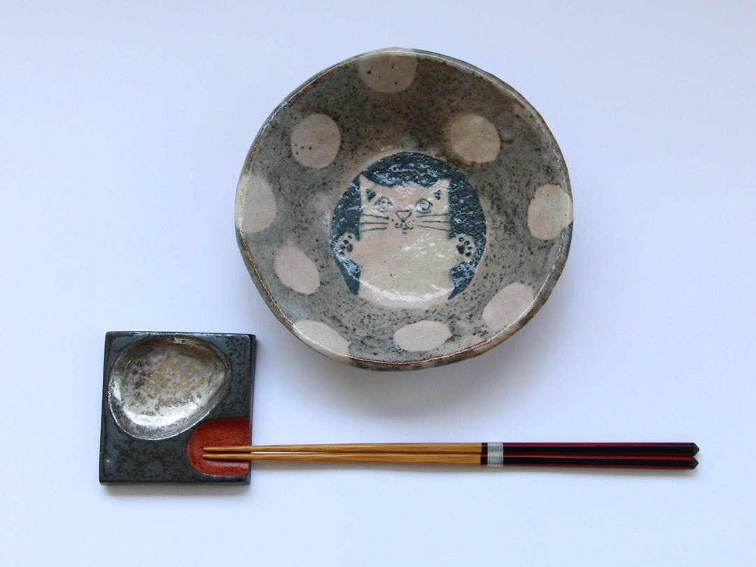 Mouse Shino Cat Polka Dot Small Bowl - Crafted By Hiroshi Sato