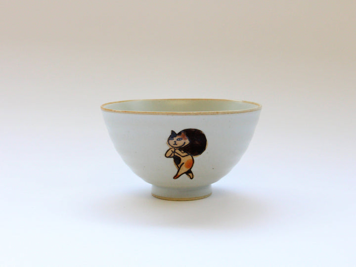 Thief Cat Rice Bowl White - Crafted By Soetake Pottery