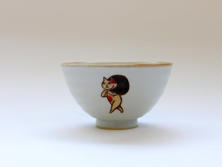 Thief Cat Rice Bowl White - Crafted By Soetake Pottery