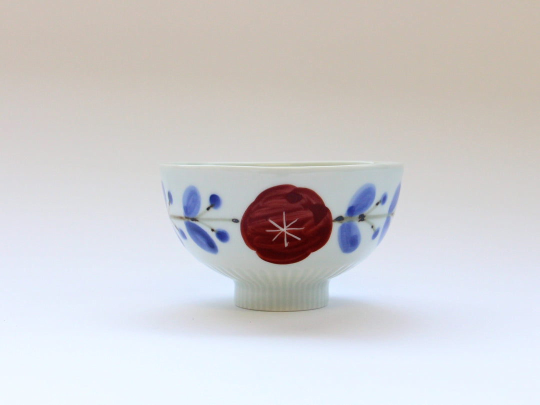 Blue-and-White Floral Connection Mini Rice Bowl (Red) - Crafted By Koyo Kiln