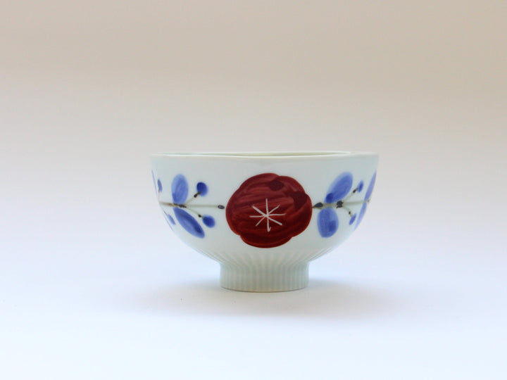 Blue-and-White Floral Connection Mini Rice Bowl (Red) - Crafted By Koyo Kiln