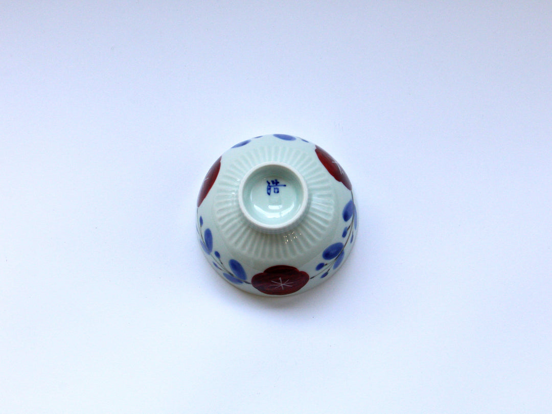 Blue-and-White Floral Connection Mini Rice Bowl (Red) - Crafted By Koyo Kiln