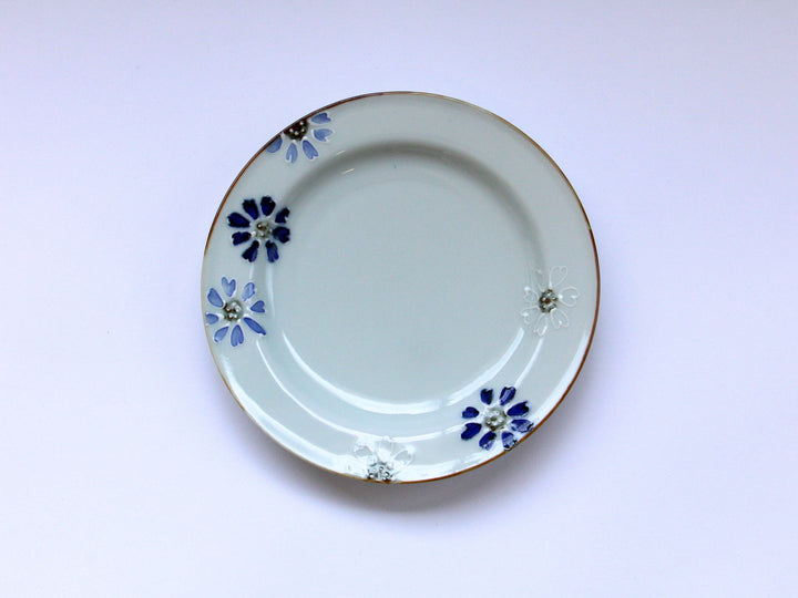 Slip Trailing Small Flower Chirashi Rim Plate Small - Crafted By Tokushichi Kiln