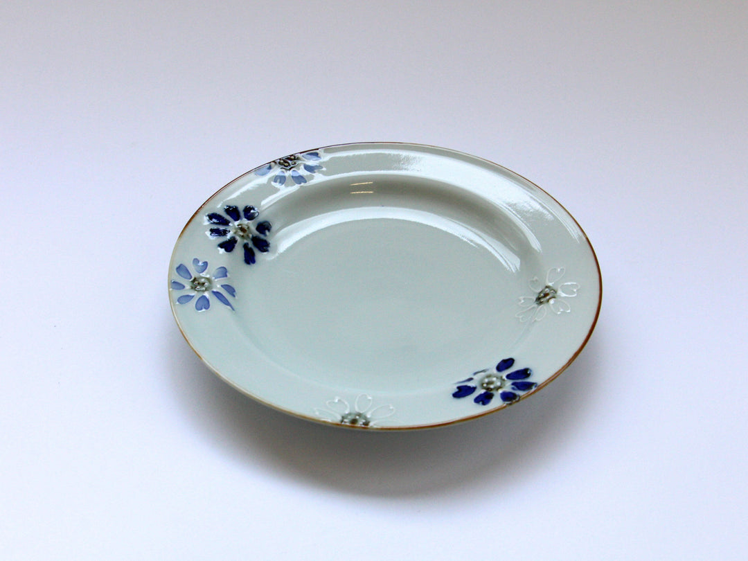 Slip Trailing Small Flower Chirashi Rim Plate Small - Crafted By Tokushichi Kiln