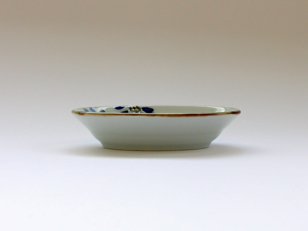 Slip Trailing Small Flower Chirashi Oval Bowl Small - Crafted By Tokushichi Kiln