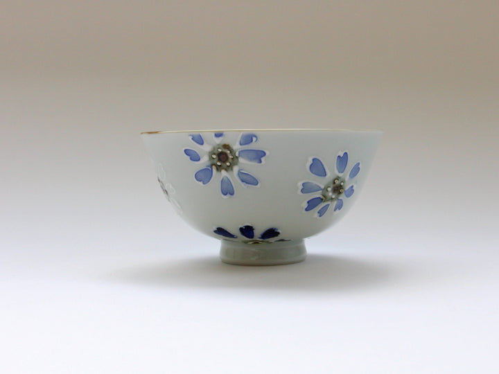 Slip Trailing Small Flower Chirashi Rice Bowl - Crafted By Tokushichi Kiln