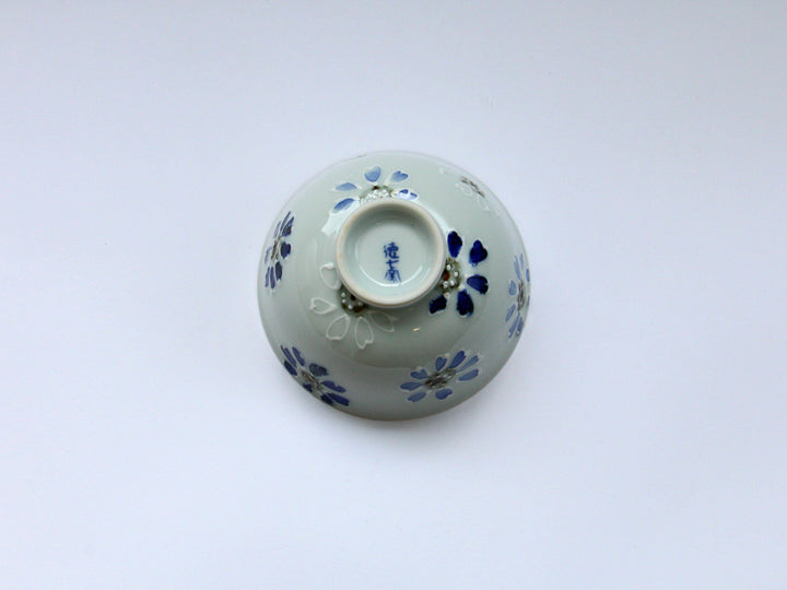 Slip Trailing Small Flower Chirashi Rice Bowl - Crafted By Tokushichi Kiln