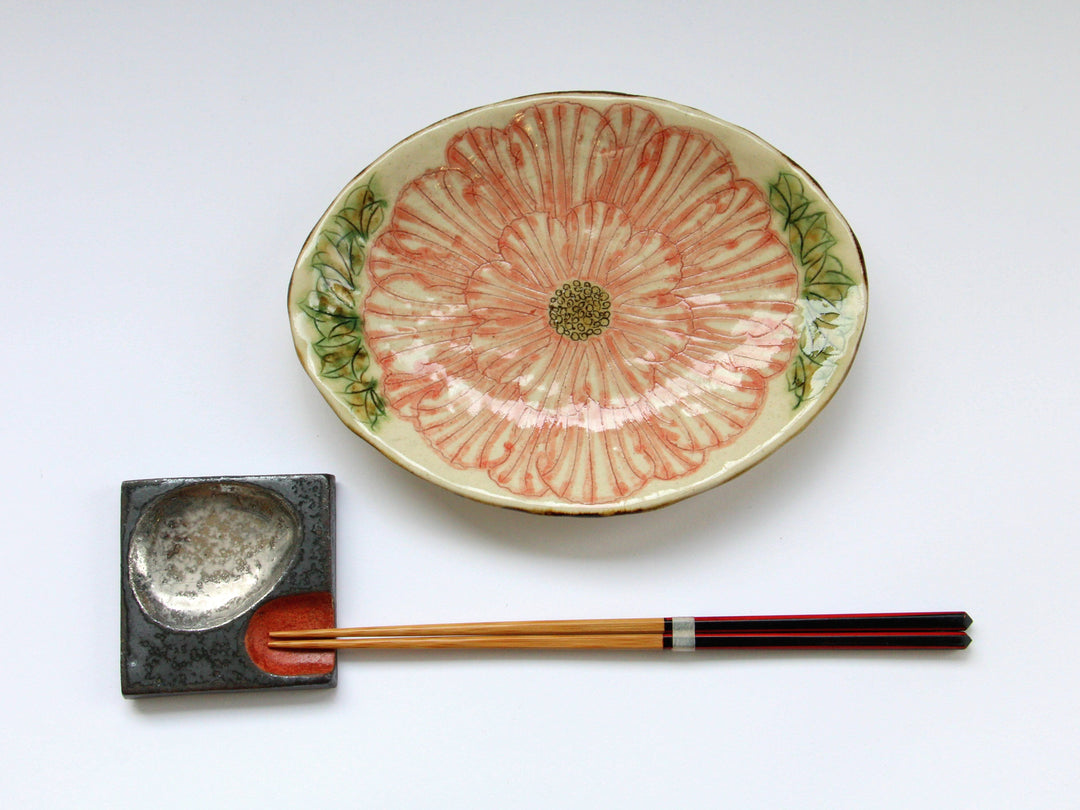 Peony Flower Oval Plate - Crafted By Yoshihei Kato