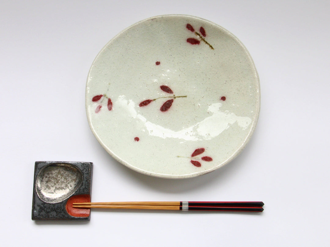Red Leaf Tatara 7-Sun Plate - Crafted By Iwao Pottery