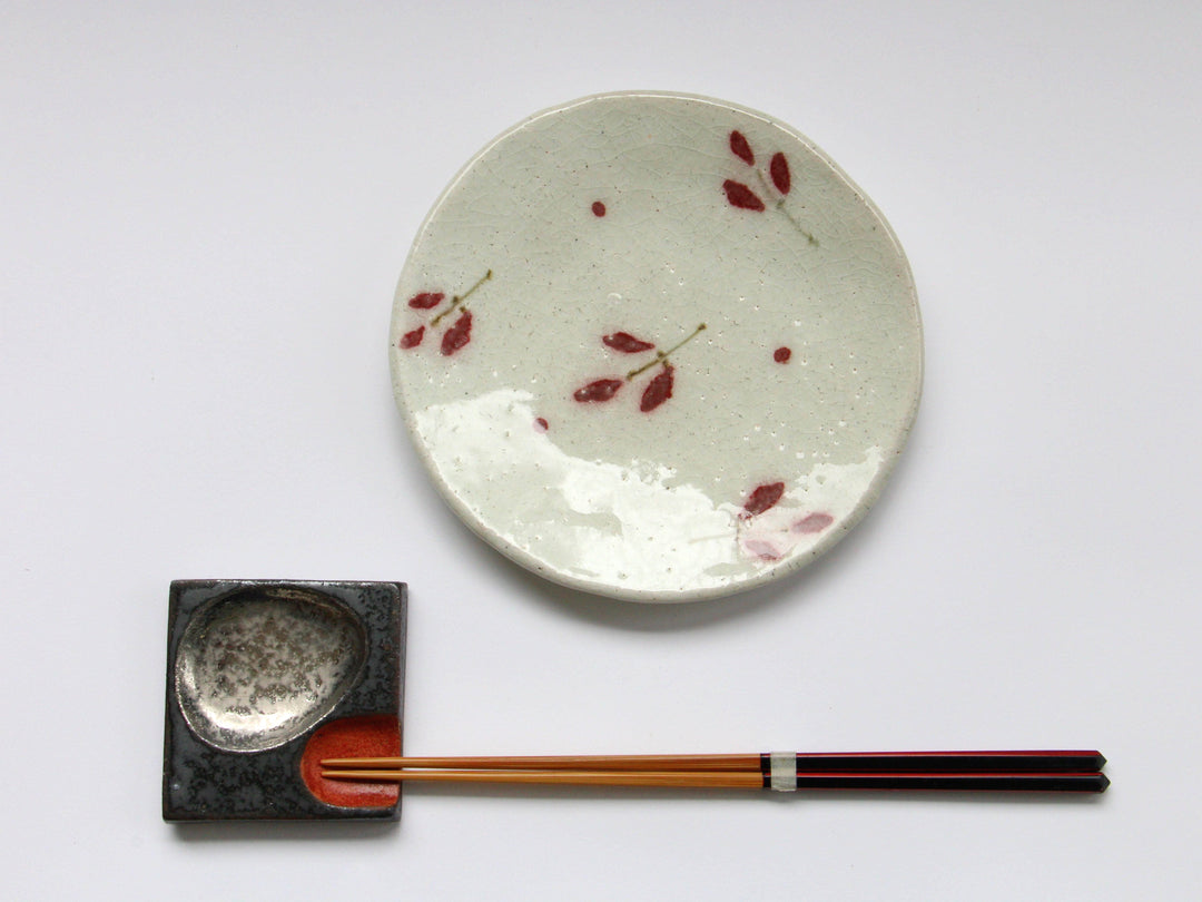 Red Leaf Tatara 5-Sun Plate - Crafted By Iwao Pottery