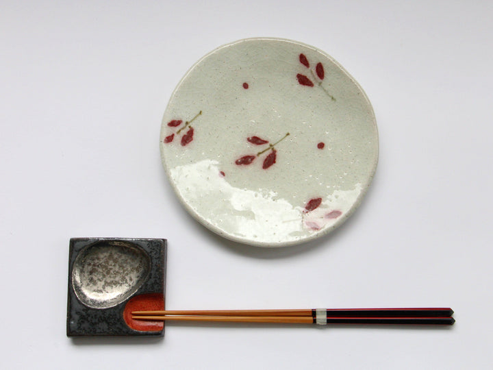 Red Leaf Tatara 5-Sun Plate - Crafted By Iwao Pottery