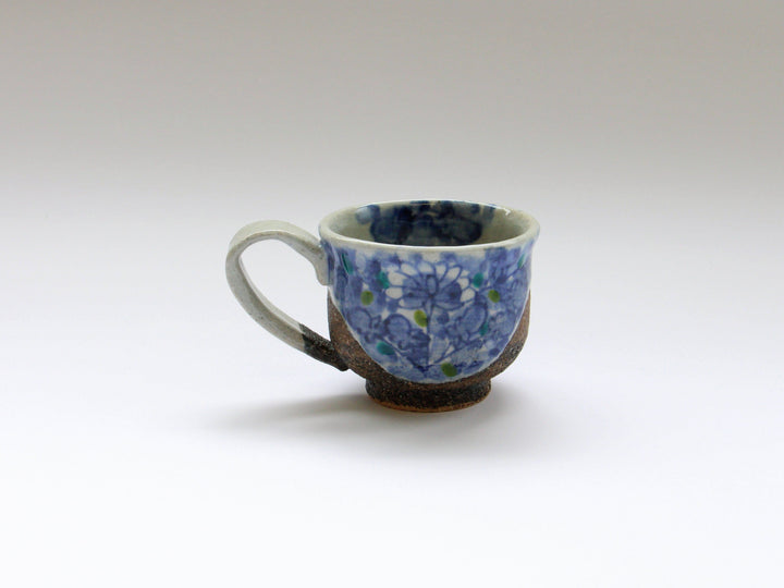 Flower Arabesque Coffee Cup Green — Hand-Painted Japanese Pottery by Kosai Kiln