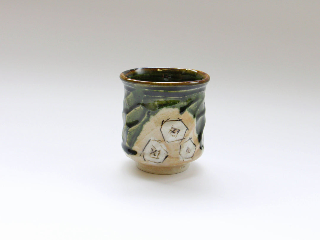 Oribe White Square Pattern Teacup (Large) - Crafted By Shinji Akane