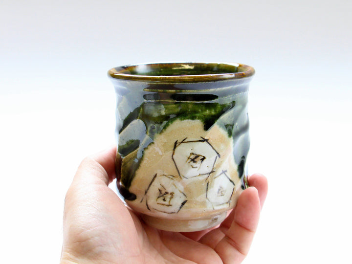 Oribe White Square Pattern Teacup (Large) - Crafted By Shinji Akane