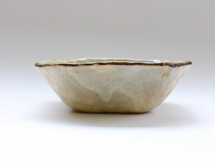 Yellow White Slip Square Small Bowl - Crafted By Hiroyuki Oguri
