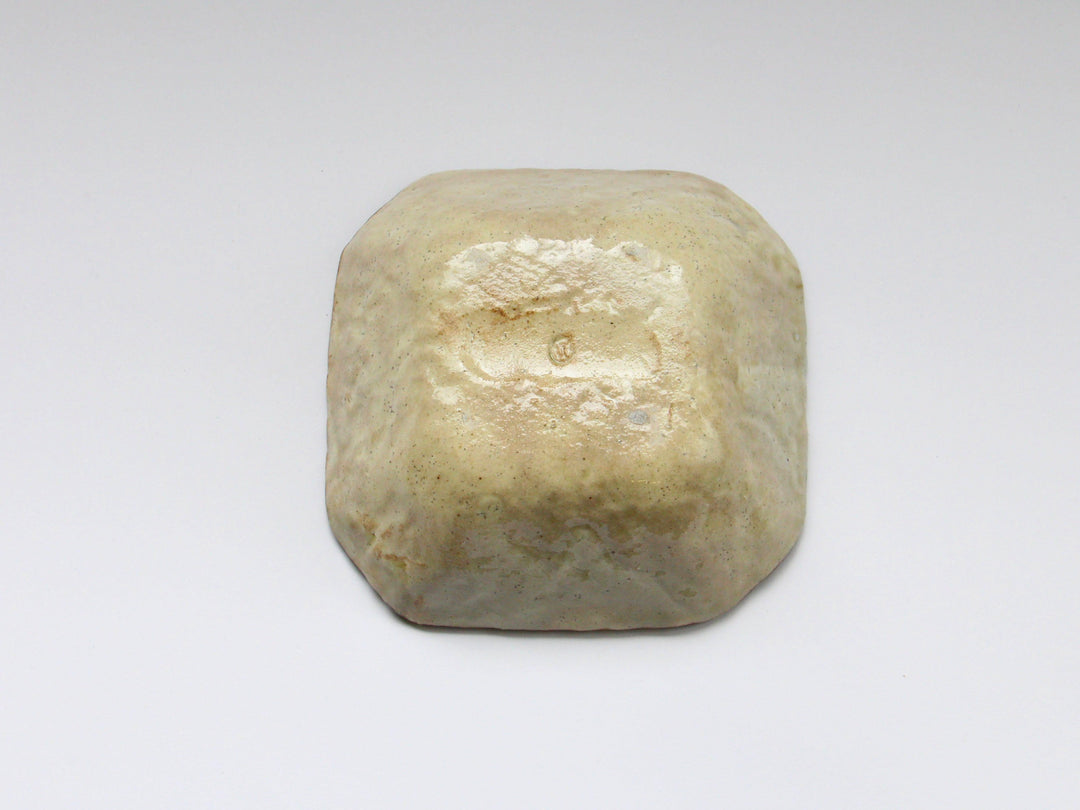 Yellow White Slip Square Small Bowl - Crafted By Hiroyuki Oguri