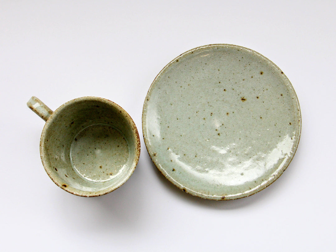Ofukei Exterior Carving Coffee Cup and Saucer — Hand-Glazed Japanese Pottery by Hyozan Kiln