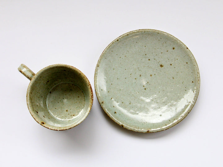 Ofukei Exterior Carving Coffee Cup and Saucer — Hand-Glazed Japanese Pottery by Hyozan Kiln