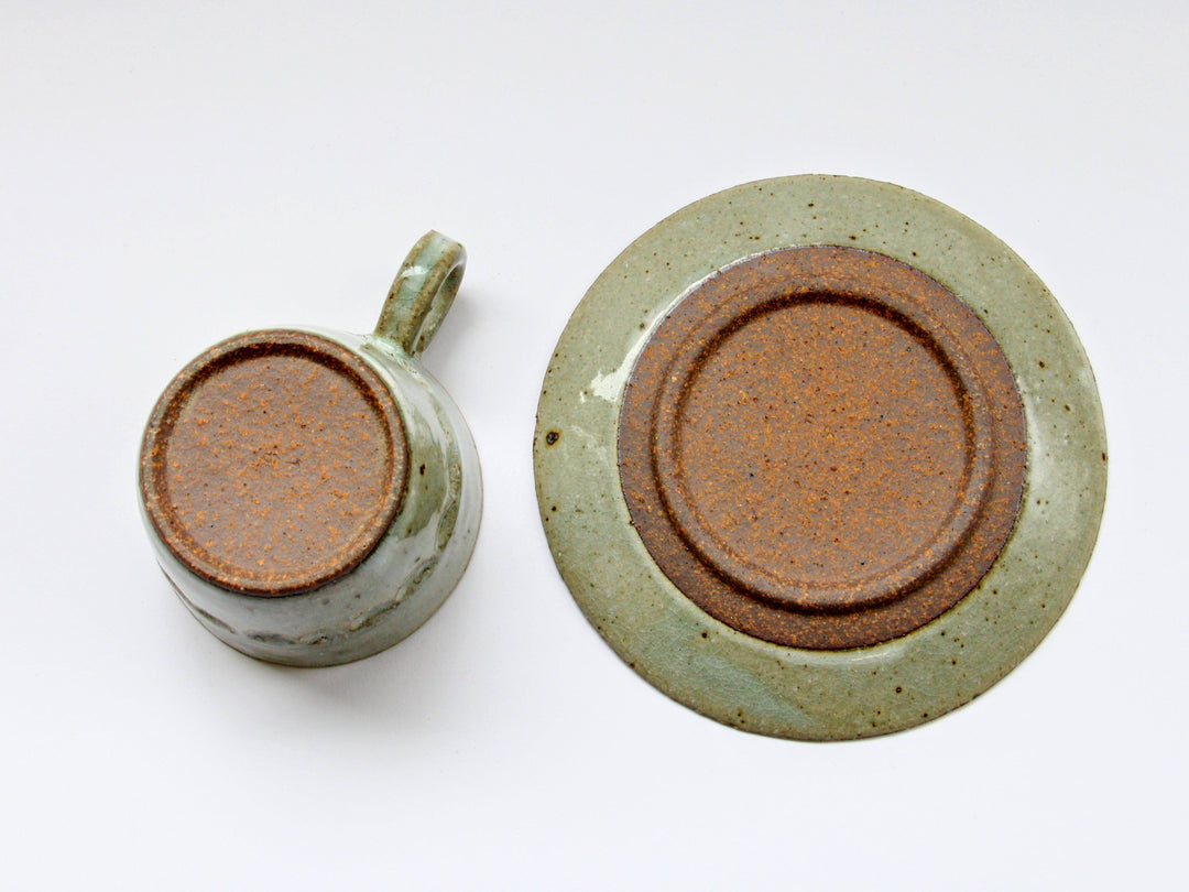 Ofukei Exterior Carving Coffee Cup and Saucer — Hand-Glazed Japanese Pottery by Hyozan Kiln
