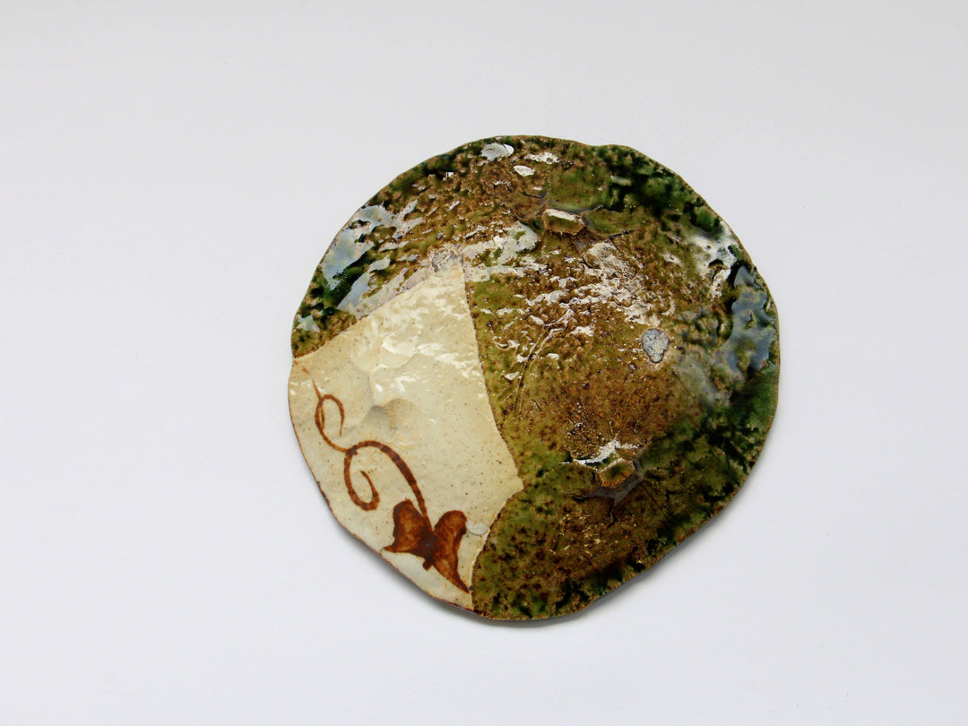 Oribe Dotted Grid Pattern 5.5-Sun Round Plate - Crafted By Nobumasa Kiminami