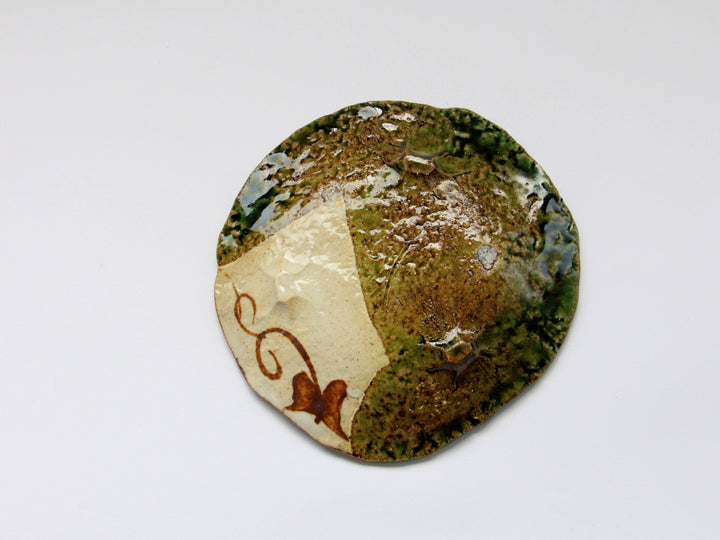 Oribe Dotted Grid Pattern 5.5-Sun Round Plate - Crafted By Nobumasa Kiminami