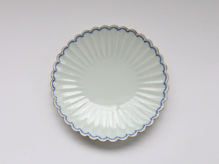 Rust Rim Line 18cm Chrysanthemum-Shaped Plate - Crafted By Kajiken Seiji