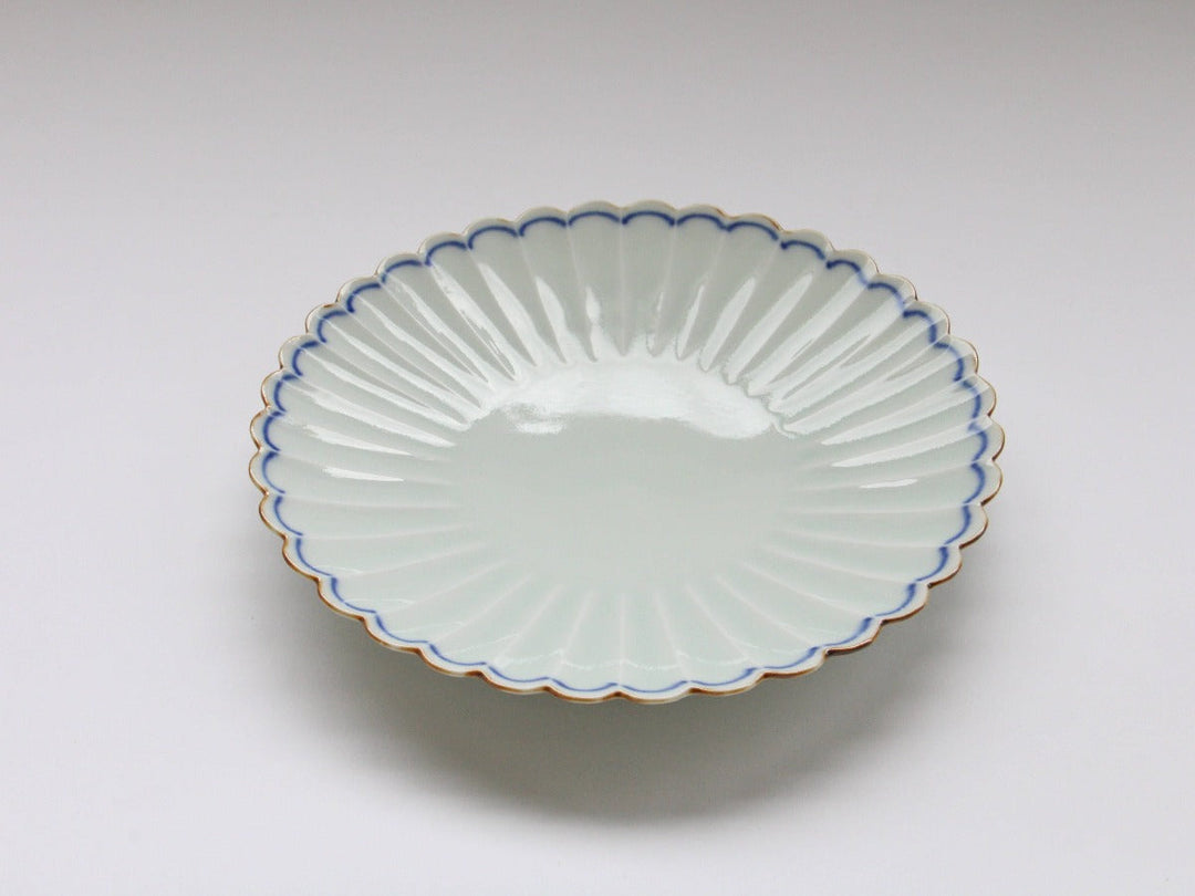 Rust Rim Line 18cm Chrysanthemum-Shaped Plate - Crafted By Kajiken Seiji
