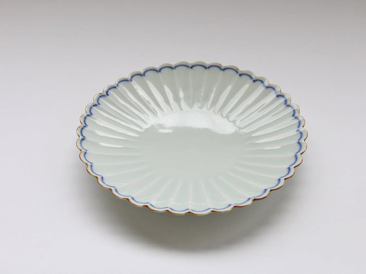 Rust Rim Line 18cm Chrysanthemum-Shaped Plate - Crafted By Kajiken Seiji