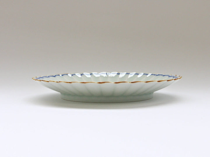 Rust Rim Line 18cm Chrysanthemum-Shaped Plate - Crafted By Kajiken Seiji