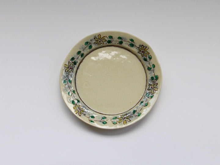 Annam Rim Yellow Flower Tsunagi 6-Sun Flat Plate - Crafted By Masaaki Hibino