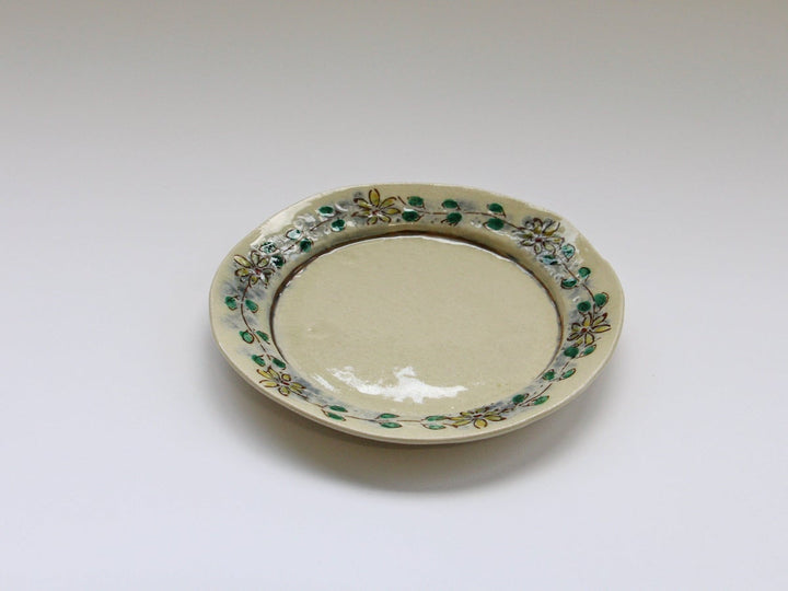 Annam Rim Yellow Flower Tsunagi 6-Sun Flat Plate - Crafted By Masaaki Hibino