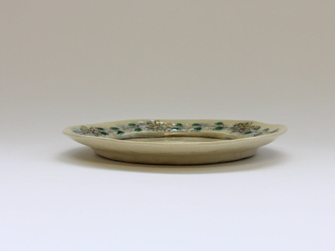 Annam Rim Yellow Flower Tsunagi 6-Sun Flat Plate - Crafted By Masaaki Hibino
