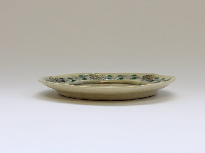 Annam Rim Yellow Flower Tsunagi 6-Sun Flat Plate - Crafted By Masaaki Hibino