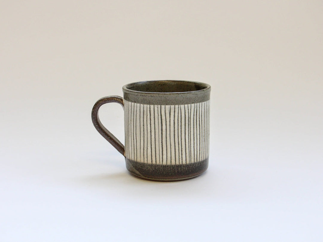 White Slip Inlaid Tokusa Mug - Crafted By Shotoen
