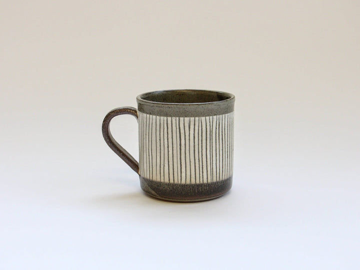 White Slip Inlaid Tokusa Mug - Crafted By Shotoen