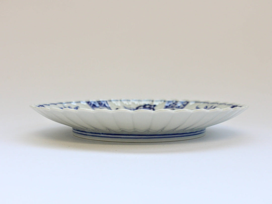 Blue & White Fuyo Chrysanthemum Plate 21cm - Crafted By Kaji-ken Seiji