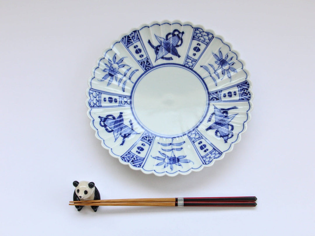 Blue & White Fuyo Chrysanthemum Plate 21cm - Crafted By Kaji-ken Seiji