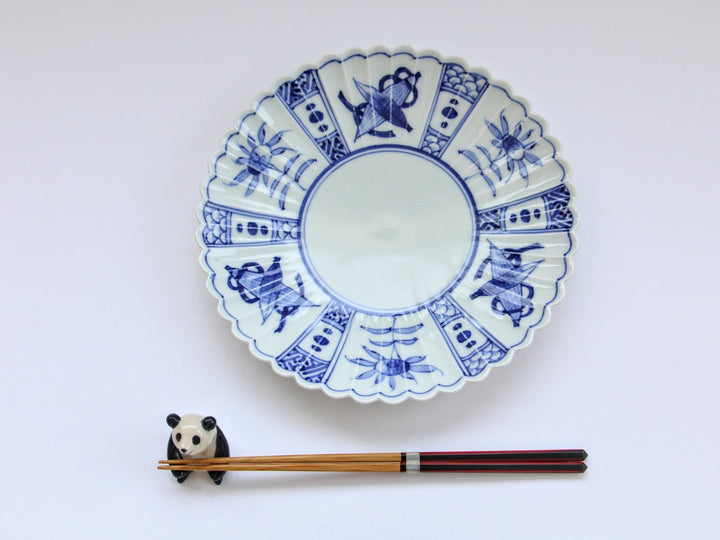 Blue & White Fuyo Chrysanthemum Plate 21cm - Crafted By Kaji-ken Seiji