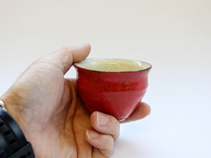 Slip-Decorated Sake Cup (Red) - Crafted By Takuya Ohara
